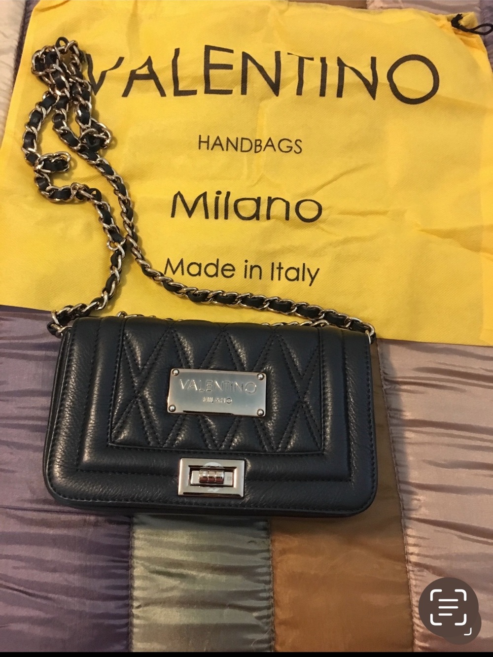 Valentino Black Quilted Crossbody Bag with Chain Strap
